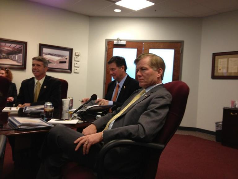 Republican Senate candidate George Allen and Virginia Gov. Bob McDonnell visit a Manassas defense contractor. (Steve Contorno/Examiner)