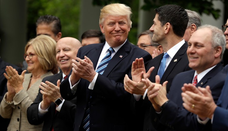 Overhauling the tax code would represent a bet that lowering tax rates would stoke faster economic growth and that passing major legislation would boost perceptions of President Trump's leadership. (AP Photo/Evan Vucci)