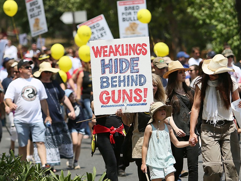 Demonstrators take part in the 