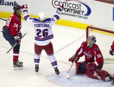 Evan Vucci/AP
Ruslan Fedotenko scored twice as the Rangers beat the Capitals at Verizon Center on Friday.