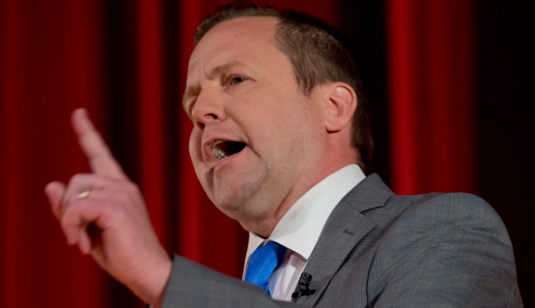 Virginia GOP Senate nominee Corey Stewart shunned by Senate Republicans despite President Trump's endorsement. (AP Photo/Steve Helber)
