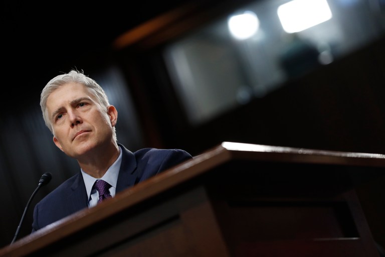 Supreme Court Justice nominee Neil Gorsuch testifies at his confirmation hearing before the Senate Judiciary Committee. (AP Photo/Pablo Martinez Monsivais)