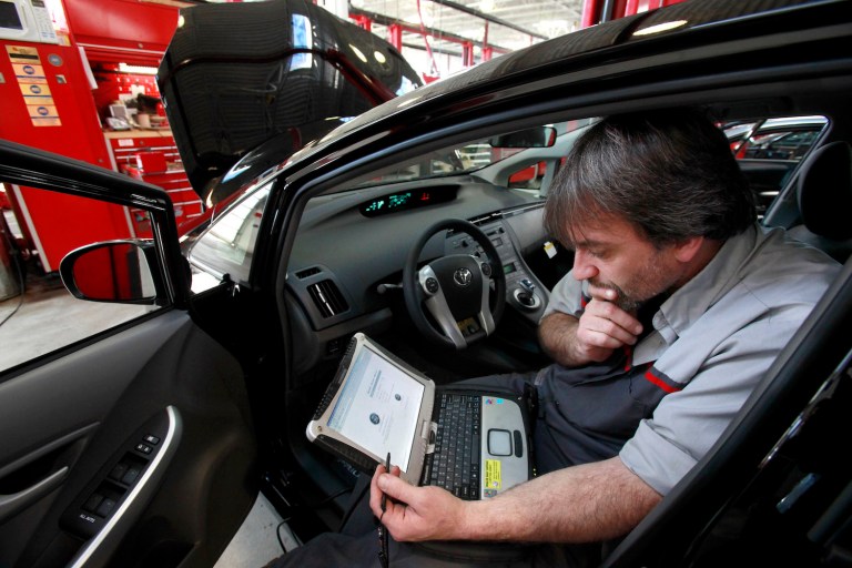 Most cars are now equipped with electronic brake control systems, and a number of other systems controlled by computers, making them susceptible to hacking. (AP Photo/Steven Senne, File)