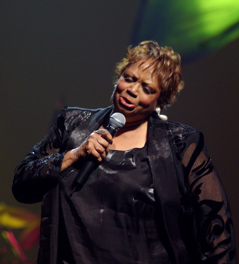   FILE - In this Nov. 8, 201 file photo taken in New York City Fontella Bass performs during the Pioneer Awards at New York's Apollo Theatre. The St. Louis-born soul singer who hit the top of the R&B charts with âRescue Meâ in 1965, died Wednesday, Dec. 26, 2012. The singer's daughter, Neuka Mitchell, says Bass died at a St. Louis hospice Wednesday night of complications from a heart attack suffered three weeks ago. She was 72. (AP Photo/Louis Lanzano, File)  