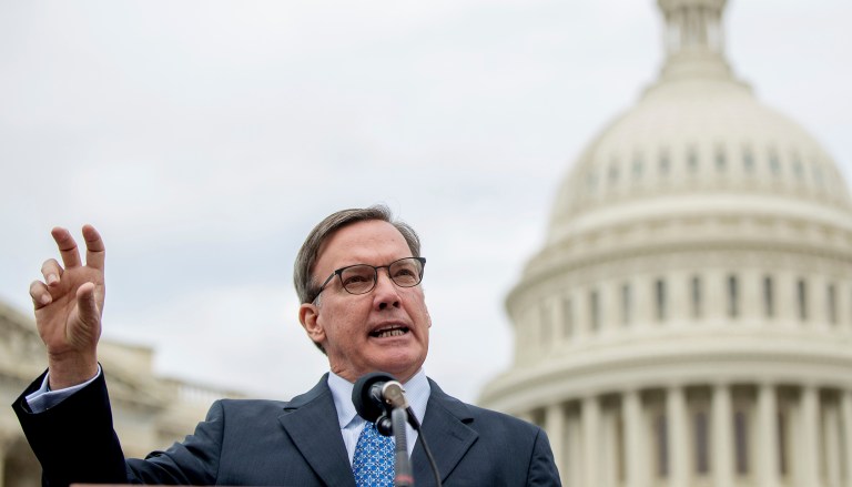 The Architect of the Capitol Stephen Ayers on Friday evening announced plans to remove a painting portraying police officers as pigs. (AP Photo/Andrew Harnik)