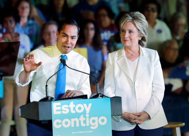 Castro email went out to the official Hillary for America press list in response to Trump's visit to Texas. (AP Photo/Eric Gay, File)
