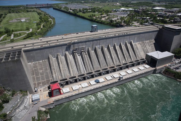 Water from the Niagara River passes through a hydroelectric dam the Robert Moses Generating Facility on June 4, 2013 at Lewiston, N.Y. (Getty Image)