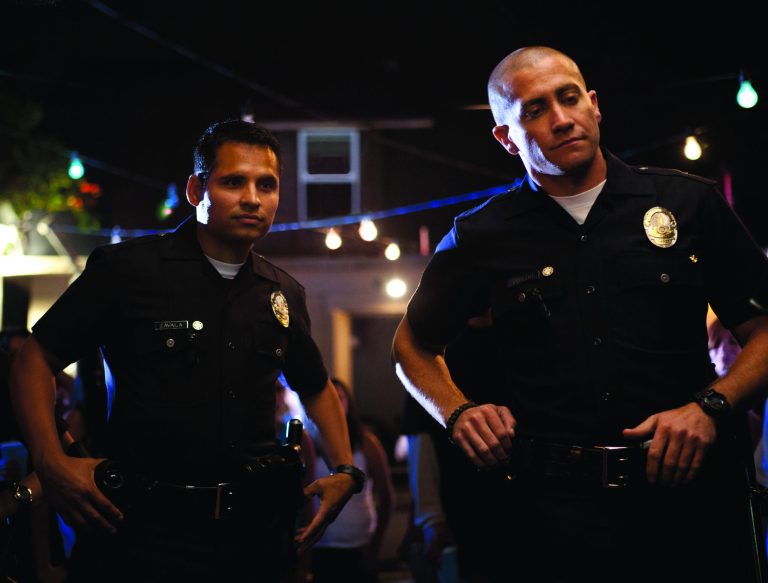 This film image released by Open Road Films shows Michael Pena, left, and Jake Gyllenhaal in a scene from 