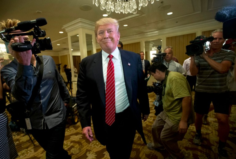 Trump campaign sent out eight separate emails during the course of Clinton's half-hour long speech in Ohio. (AP Photo/Jae C. Hong, File)