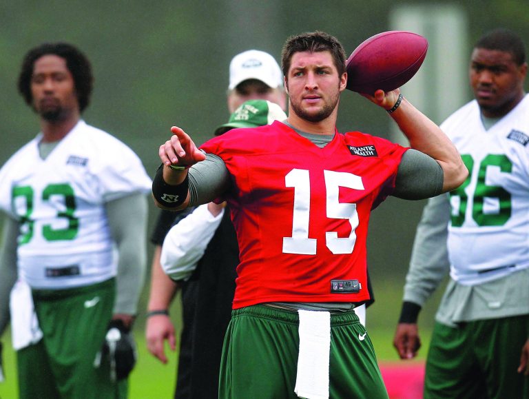 Jeff Zelevansky/Getty Images
Quarterback Tim Tebow threw for 12 touchdowns for the Broncos last season before being traded to the New York Jets.