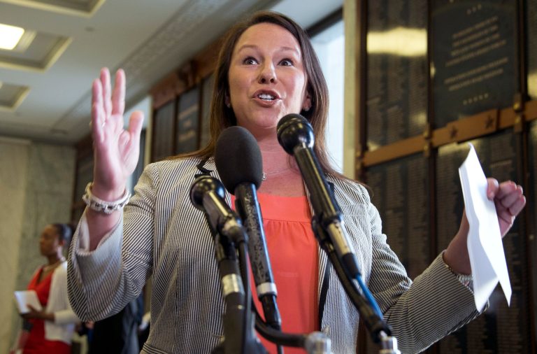 FILE - In this May 21, 2013, file photo, Rep. Martha Roby, R-Ala., speaks to the reporters on Capitol Hill in Washington, Tuesday, May 21, 2013. Republicans hoping to ride Benghazi to a November sweep of midterm elections have entrusted a seven-member team, including Roby, with 