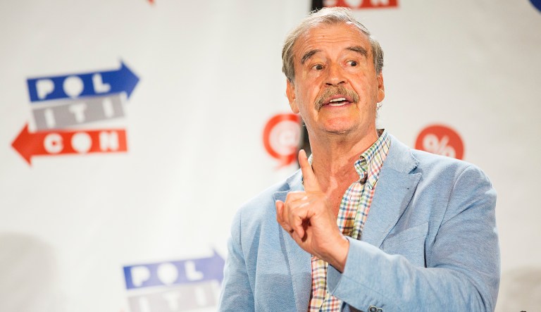 Former Mexican President Vicente Fox used a photo of his own inauguration in Mexico to call out Trump for what he viewed as his fixation with the crowd size at his inauguration. (Photo by Colin Young-Wolff/Invision/AP)