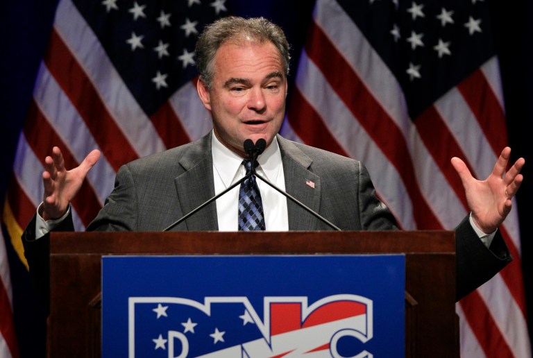 The documents, released by the hacker known as Guccifer 2.0, appear to include files covering Tim Kaine's 2009-11 tenure as DNC chairman. (AP Photo/Jeff Roberson)