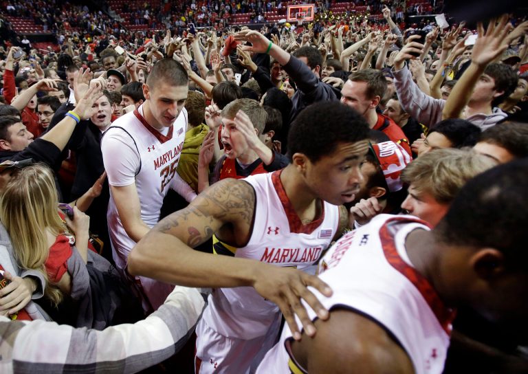 Patrick Semansky/AP
Maryland students stormed the court after the Terps' first win over a ranked team since 2010.