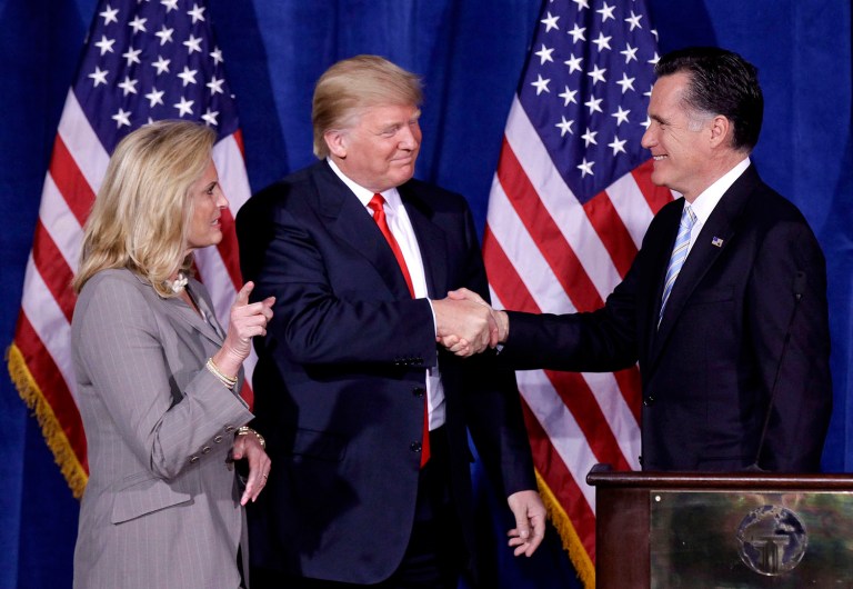 Mitt Romney had been happy to accept Trump's endorsement in 2012, less than a year after Trump's months-long conspiracy-theory-crusade to out President Obama as a foreigner had been brought to an end. (AP Photo/Julie Jacobson, File)