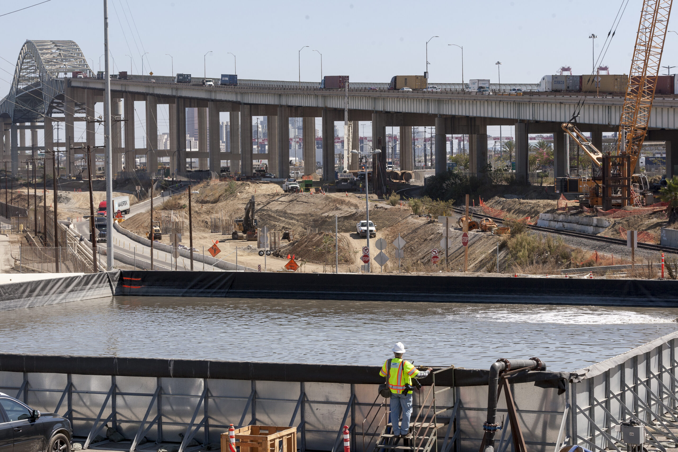 Foundation work for new Port of Long Beach bridge
