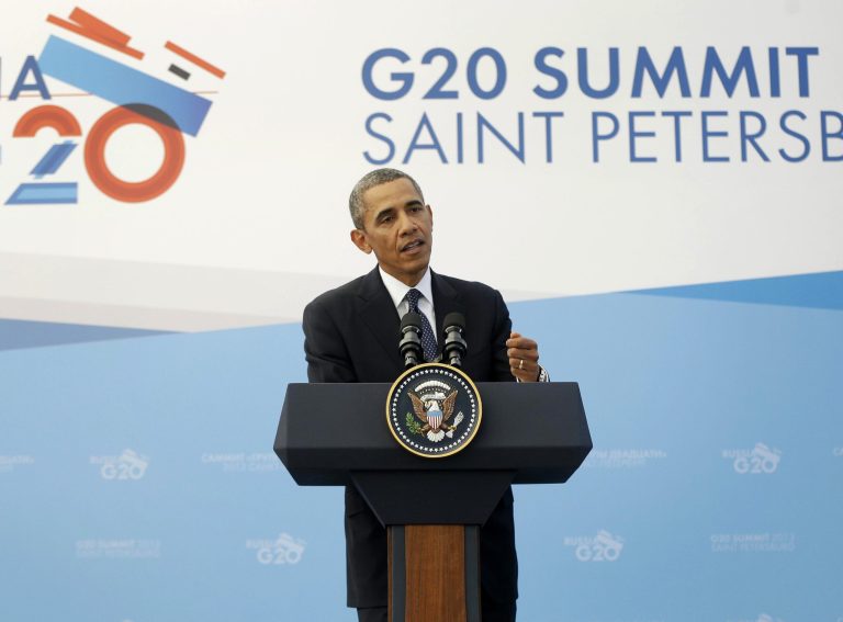   FILE - In this Sept. 6, 2013 file photo President Barack Obama speaks at a G-20 Summit press conference in St. Petersburg, Russia. The coming weeks will test Obama's powers of persuasion and his mobilizing skills more than at any other time in his presidency and could determine whether he leads the nation from a position of strength, or whether he becomes a lame duck one year into his second term. His challenge: convince wary lawmakers to give him authority to take military action against Syria, confront Congress in debate over spending and the borrowing limit, and oversee a crucial step in the implementation of his signature health care law. (AP Photo/Pablo Martinez Monsivais, File)  
