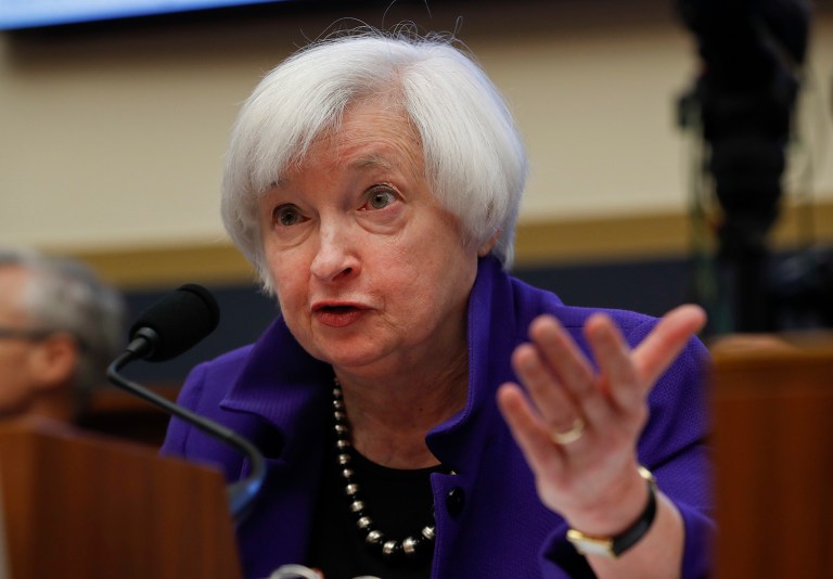 Federal Reserve Board Chair Janet Yellen testifies on Capitol Hill in Washington, Wednesday, Sept. 28, 2016, before the House Financial Services Committee. (AP Photo/Pablo Martinez Monsivais)