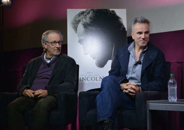 NEW YORK, NY - OCTOBER 10:  Steven Spielberg and Daniel Day-Lewis participate in a live conversation to packed houses following a special screening of Steven Spielberg's 
