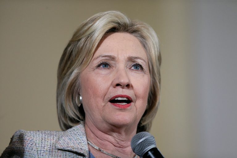 Democratic presidential candidate Hillary Rodham Clinton speaks during a campaign event Sunday, July 26, 2015, at Iowa State University in Ames, Iowa. (AP Photo/Charlie Neibergall)