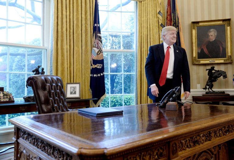 President Trump's newness to politics may also explain the strangest aspect of the transition and his first 100 days, which has been on Russia. (Olivier Douliery via AP Images)