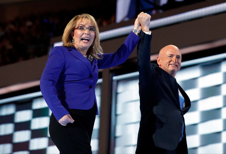 Former Rep. Gabrielle Giffords and her husband Mark Kelly wrote that Americans for Responsible Solutions would be endorsing Republican Sens. Pat Toomey and Mark Kirk. (AP Photo/Carolyn Kaster)