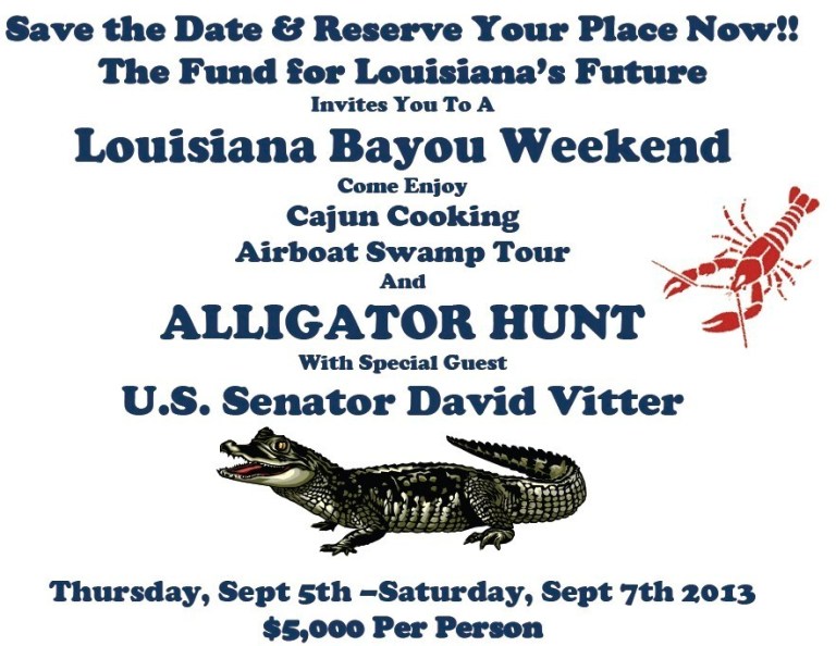 Louisiana Sen. Vitter hosts $5,000-a-head alligator hunt