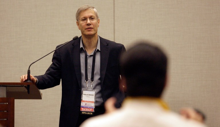 An Antifa mob disrupted a speech by Yaron Brook of the Ayn Rand Institute at King's College of London. (AP Photo/Paul Connors)