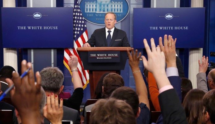 The White House Correspondents' Association is "not satisfied" with recent White House briefings that have been held off camera. (AP Photo/Alex Brandon)