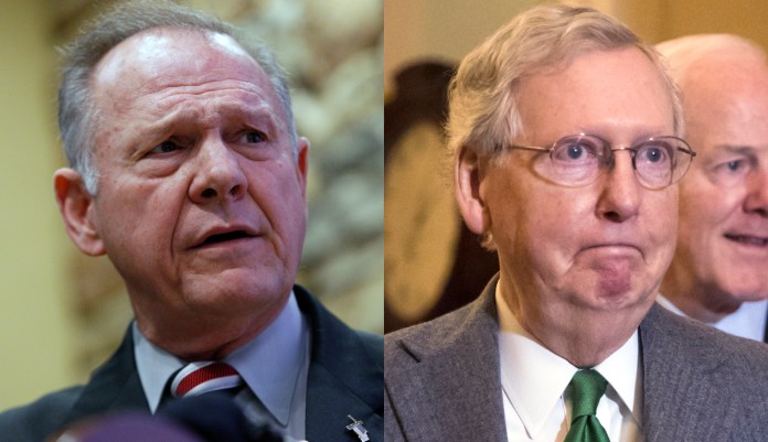 McConnell called for Moore to step down as the Republican candidate in the Alabama special election for a vacant U.S. Senate seat following the allegations from multiple women that Moore pursued sexual relationships with them when they were teenagers and he was in his 30s. (AP)