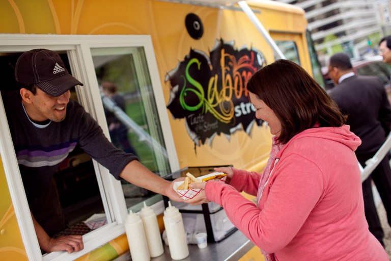 Saborâa Street food truck on the corner of 13th Street NW and K Streets NW in downtown D.C. (Examiner file photo)