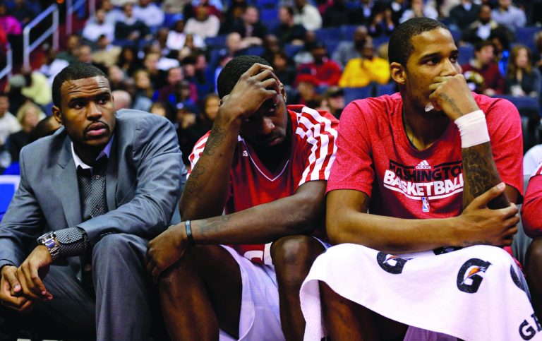 Alex Brandon/AP
Trevor Booker, left, has been out since November with a strained right patella tendon but plans to return to the Wizards on Saturday.