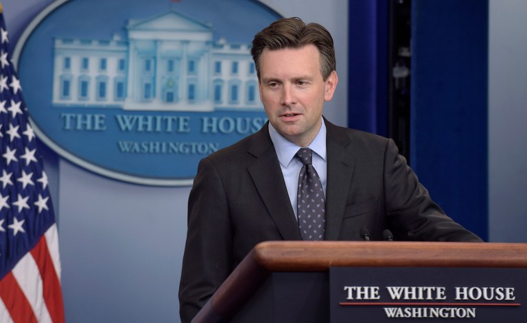 —œThe Iraqi central government is the one that is calling the shots, and they should. They are a sovereign nation, and the support they are receiving from the [U.S. military] is at their request,—£ presidential press secretary Josh Earnest said Monday. (AP Photo/Susan Walsh)