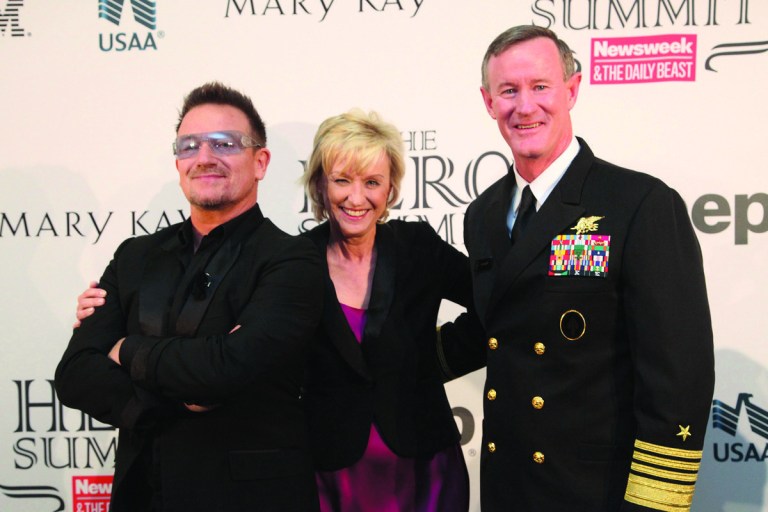 From left Bono, Tina Brown and Adm. William McRaven, who lead the raid on Osama bin Laden's compound.
Photo by Scott Henrichsen