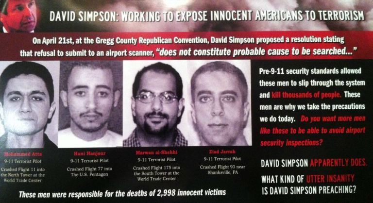 Texas pol says rival ‘apparently’ backs terrorism