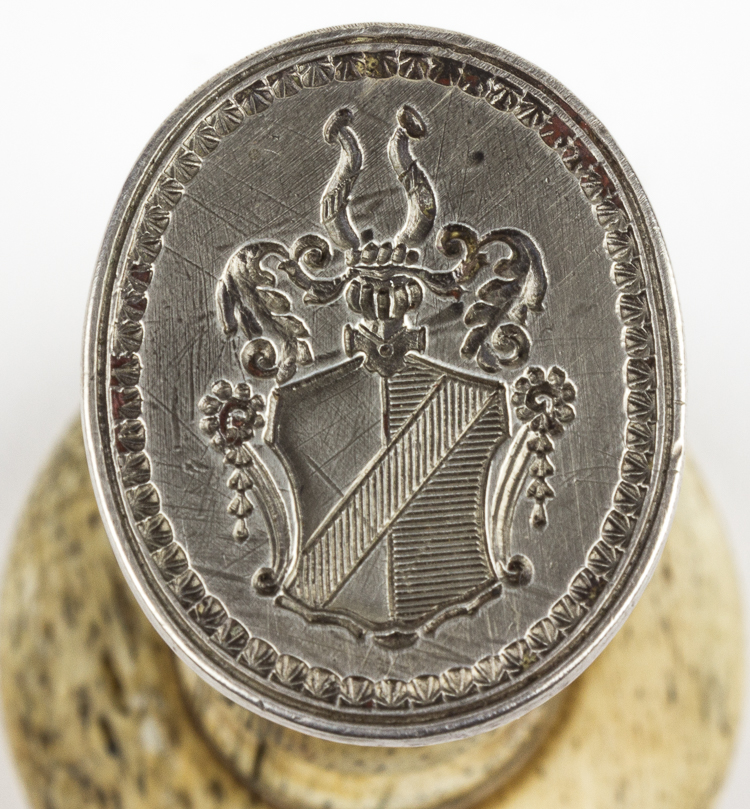 Metal seal bearing the von Steuben Family crest will be auctioned off by Alexander Historical Auctions.