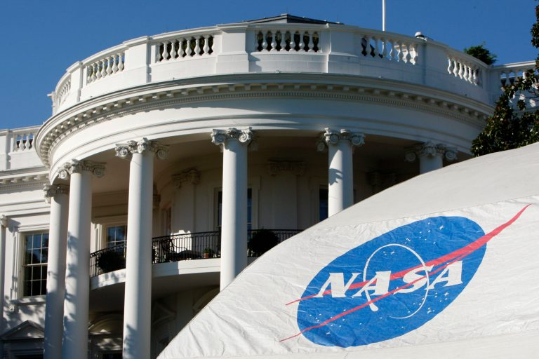   FILE - This Oct. 7, 2009 file photo shows a NASA tent is erected on the South Lawn of the White House in Washington in preparation of an event with the President Barack Obama and first lady Michelle Obama who will be joined by local area middle school students as the use telescopes to star gaze. NASA may have the Right Stuff, but itâs not essential. In fact, of all the larger government agencies, NASA is sending the largest percentage home in the government shutdown because they are considered not essential. On the opposite end of the spectrum, the Veterans Administration, which usually doesnât grab attention unless something goes wrong, has one of the highest percentage of workers considered essential and staying on. (AP Photo/Pablo Martinez Monsivais, File)  