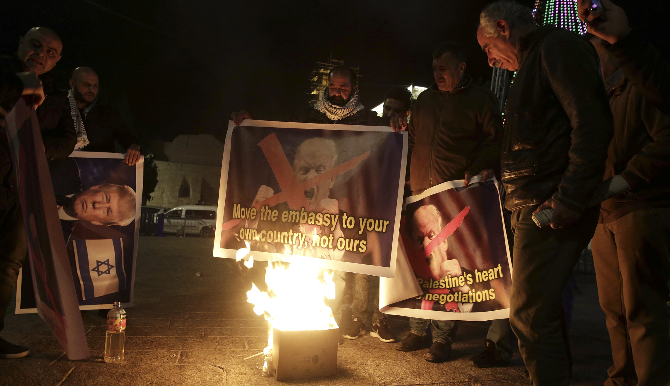 Trump photos burned in response to his Jerusalem decision