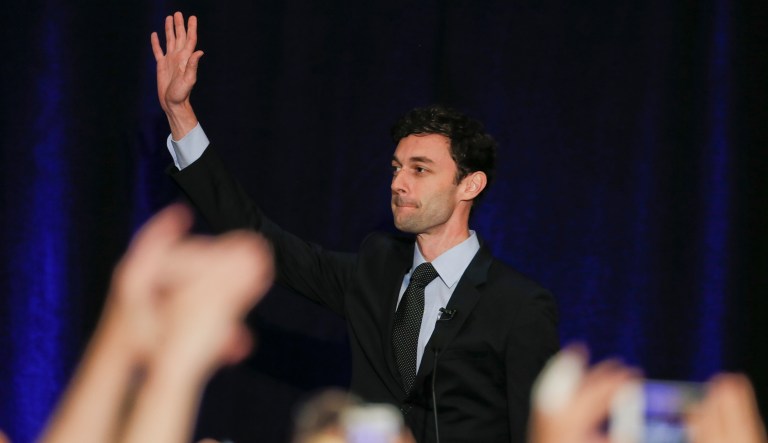 Ossoff led Handel in the latest polling averages, 49.5 percent to 46.3 percent, although some private GOP polling shows Handel in the lead. (AP Photo/John Bazemore)