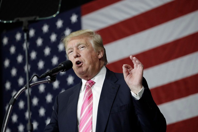 Republican presidential candidate Donald Trump's campaign slammed his Democratic rival's endorsement from the Sierra Club Sunday. (AP Photo/John Locher)