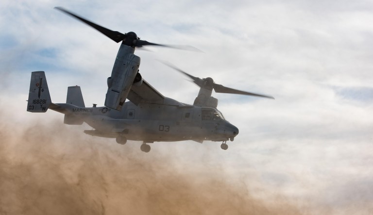 A U.S. MV-22 Osprey aircraft went down in a 