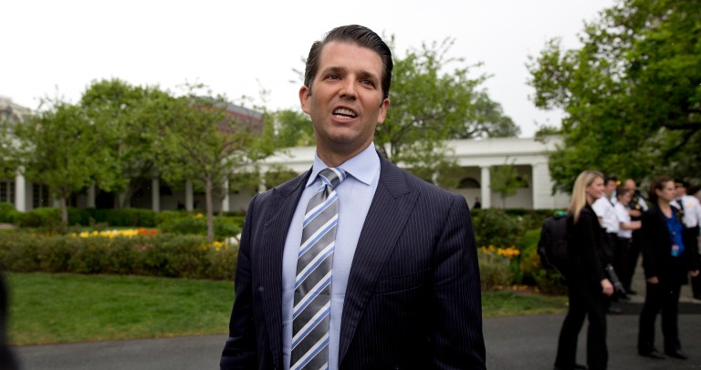Donald Trump Jr. retweeted a conspiracy theory Thursday that linked Bill Clinton's firing of his FBI director to the suicide of the former president's top aide Vince Foster. (AP Photo/Carolyn Kaster)