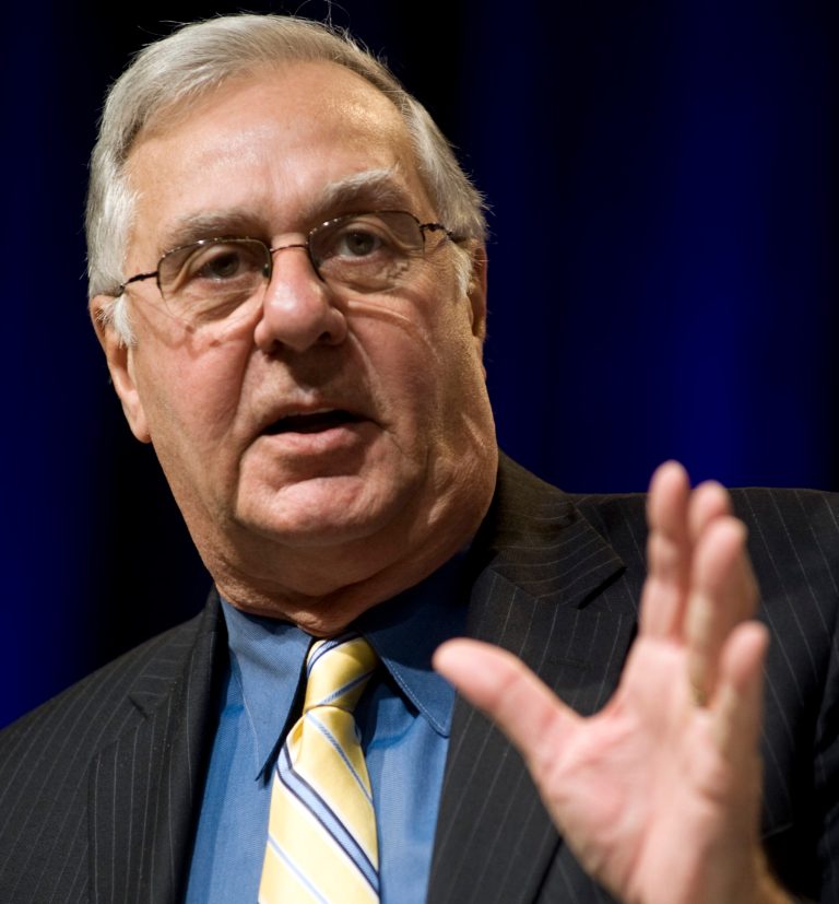   FILE - This Feb. 18, 2010 file photo shows former House Majority Leader Dick Armey speaking in Washington. Eased out with an $8 million payout provided by an influential GOP fundraiser, Armey says he has left a conservative Tea Party group, FreedomWorks, because of an internal split over the group's future direction. (AP Photo/Cliff Owen, File)  