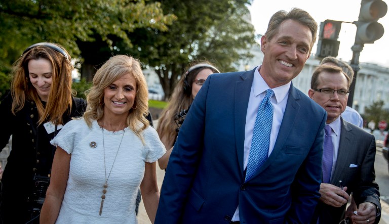 When asked if Hillary Clinton would have been a better president, Sen. Jeff Flake, R-Ariz., deflected the question and said he did not vote for either, but offered a personal response. 