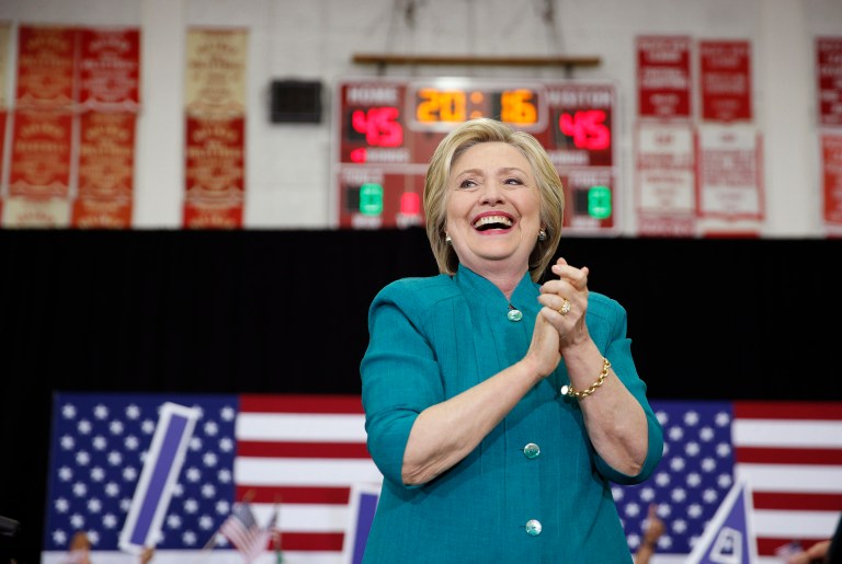 Democratic presidential candidate Hillary Clinton has met the 2,383 delegate threshold, AP reports. (AP Photo/John Locher)