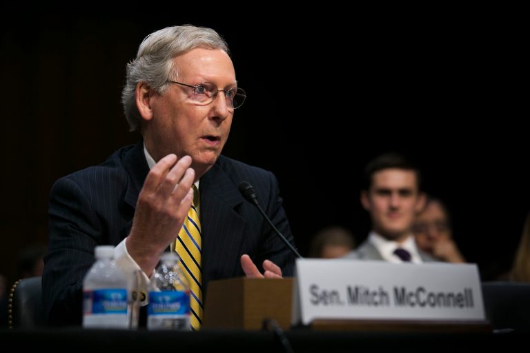 Senate Minority Leader Mitch McConnell, R-Ky., appeared before the Senate Judiciary Committee on Tuesday, June 3rd, 2014. (Examiner/Graeme Jennings)