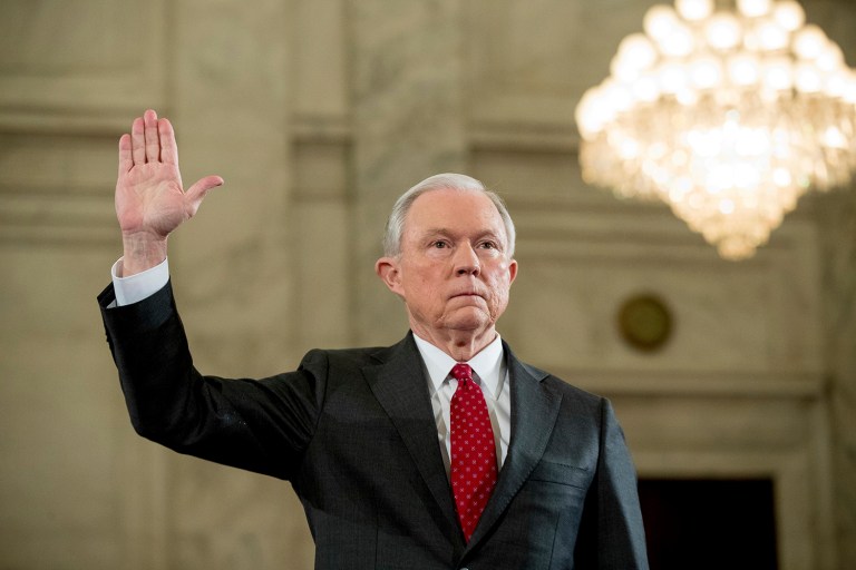 Attorney general-designate Sen. Jeff Sessions pledged to recuse himself on any investigations related to former Secretary of State Hillary Clinton. (AP Photo/Andrew Harnik)