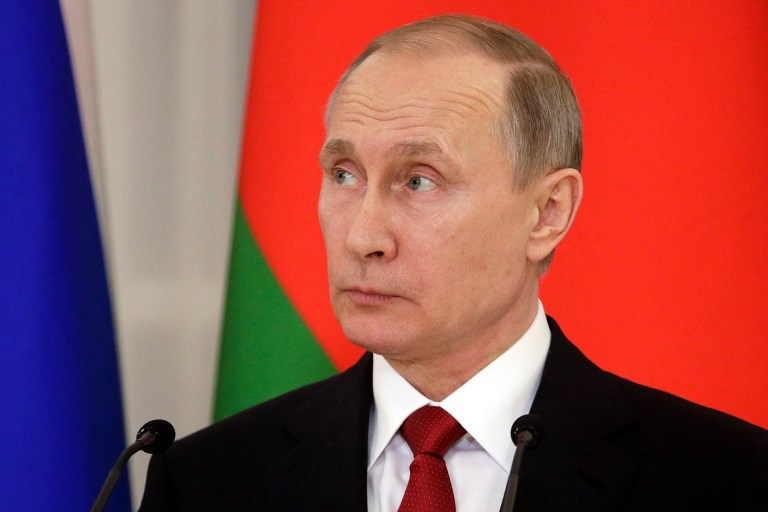 Russian President Vladimir Putin says Russia knows about planned 'provocations' to put the blame for the chemical attack on the Syrian government. (AP Photo/Dmitri Lovetsky, Pool, File)