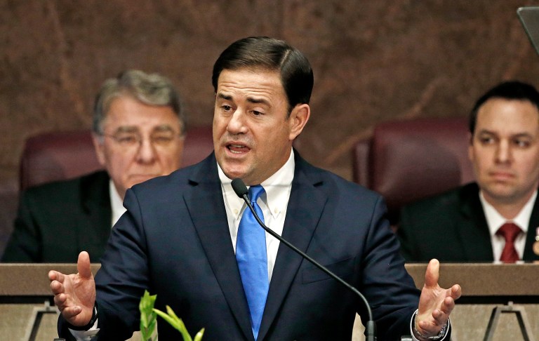 Arizona Gov. Doug Ducey punts with selection of Jon Kyl to succeed the late Sen. John McCain. (AP Photo/Ross D. Franklin, File)