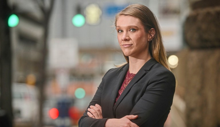 Shannon Edwards, whose affair with a married eight-term Pennsylvania congressman led to his resignation, announced in a statement that she is seeking the Republican nomination to take on Democratic Pittsburgh Rep. Mike Doyle. (Steve Mellon/Pittsburgh Post-Gazette via AP)